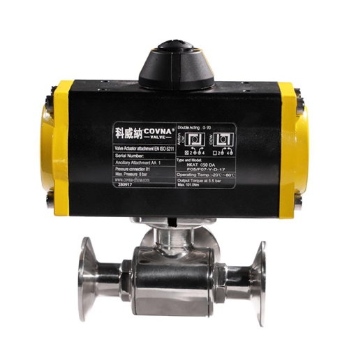 COVNA HK56-WT 3 Way Pneumatic Sanitary Ball Valve With Tri Clamp