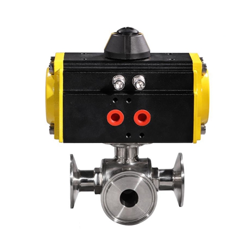 COVNA HK56-WT 3 Way Pneumatic Sanitary Ball Valve With Tri Clamp