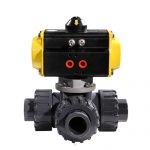 COVNA HK57-T Double Union PVC 3 Way Pneumatic Actuator Ball Valve