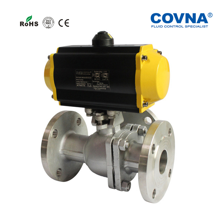 COVNA HK55-TF Series Pneumatic 3 Way Flange Ball Valve