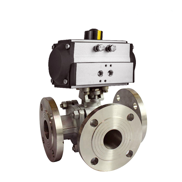 COVNA HK55-TF Series Pneumatic 3 Way Flange Ball Valve