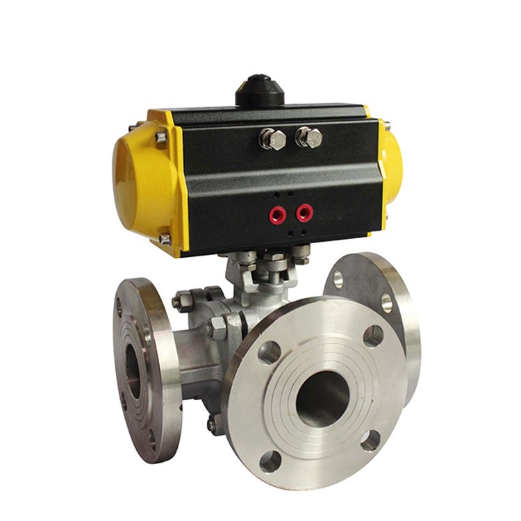 COVNA HK55-TF Series Pneumatic 3 Way Flange Ball Valve