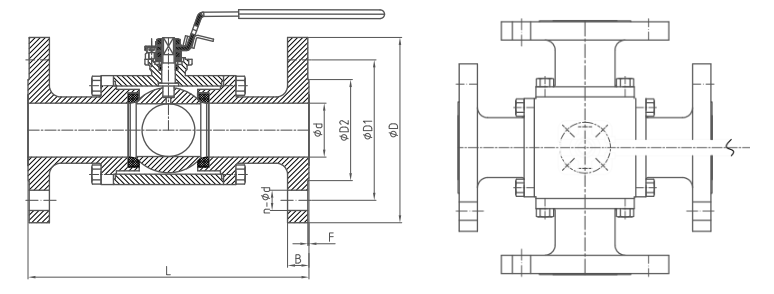 4 way flange ball valve