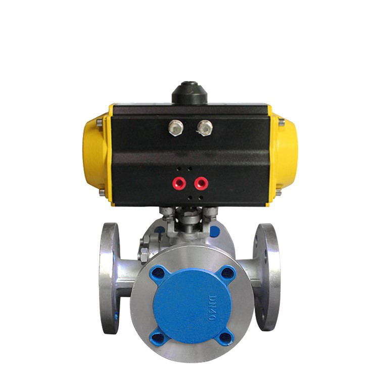 HK56-4TF 4 Way Flange Pneumatic Actuator Ball Valve