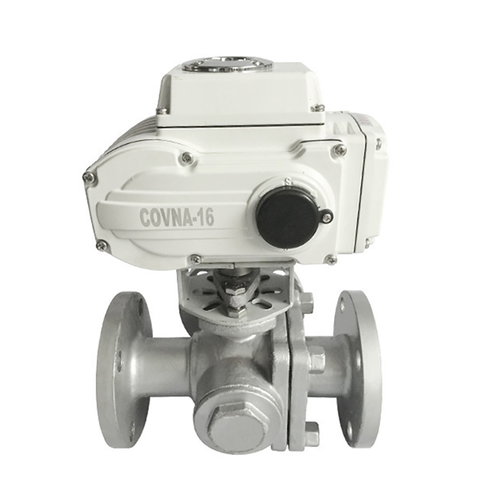 COVNA HK60-Q-TF PN16 Flanged 3 Way SS316 Motorized Ball Valves