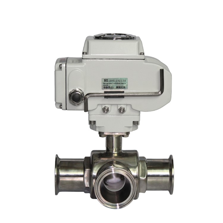 HK60-Q-WT 3 Way Food Grade Stainless Steel Sanitary 1/2 Motorized Ball Valve