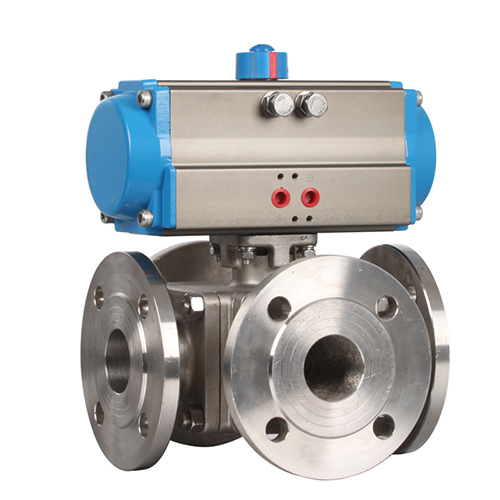 HK56-4TF 4 Way Flange Pneumatic Actuator Ball Valve