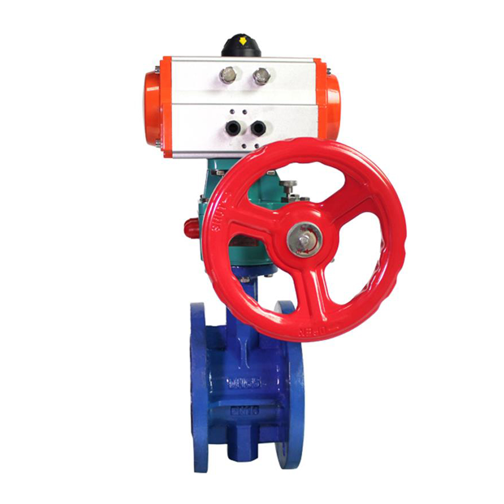 Soft Seat Ductile Iron Double Flanged Air Actuator Control Butterfly Valve