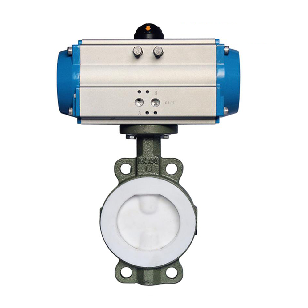 PTFE Sealed Pneumatic Actuator Fluorine Lined Butterfly Valve