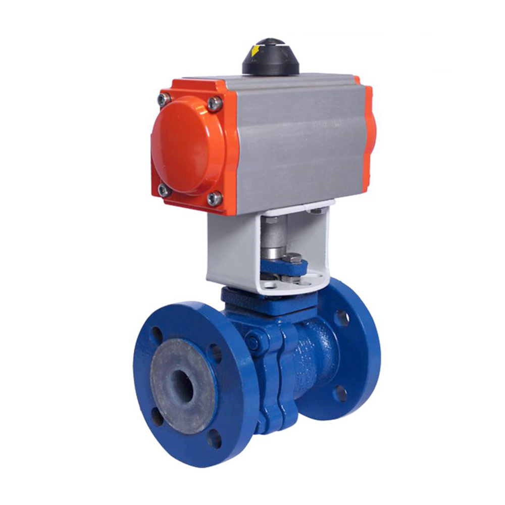 HK55-F-C Cast Iron Pneumatic Actuator Fluorine Ball Valve