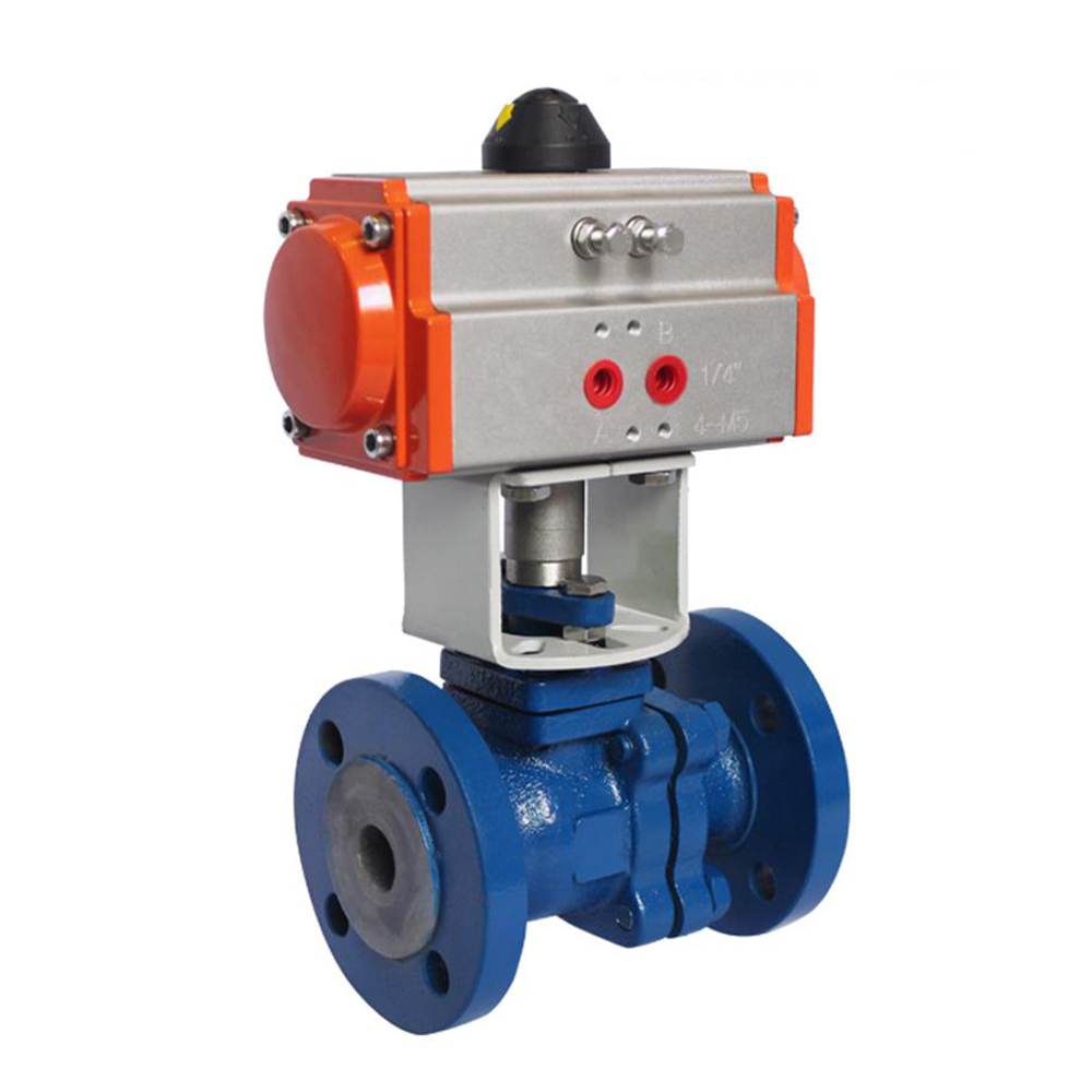 HK55-F-C Cast Iron Pneumatic Actuator Fluorine Ball Valve