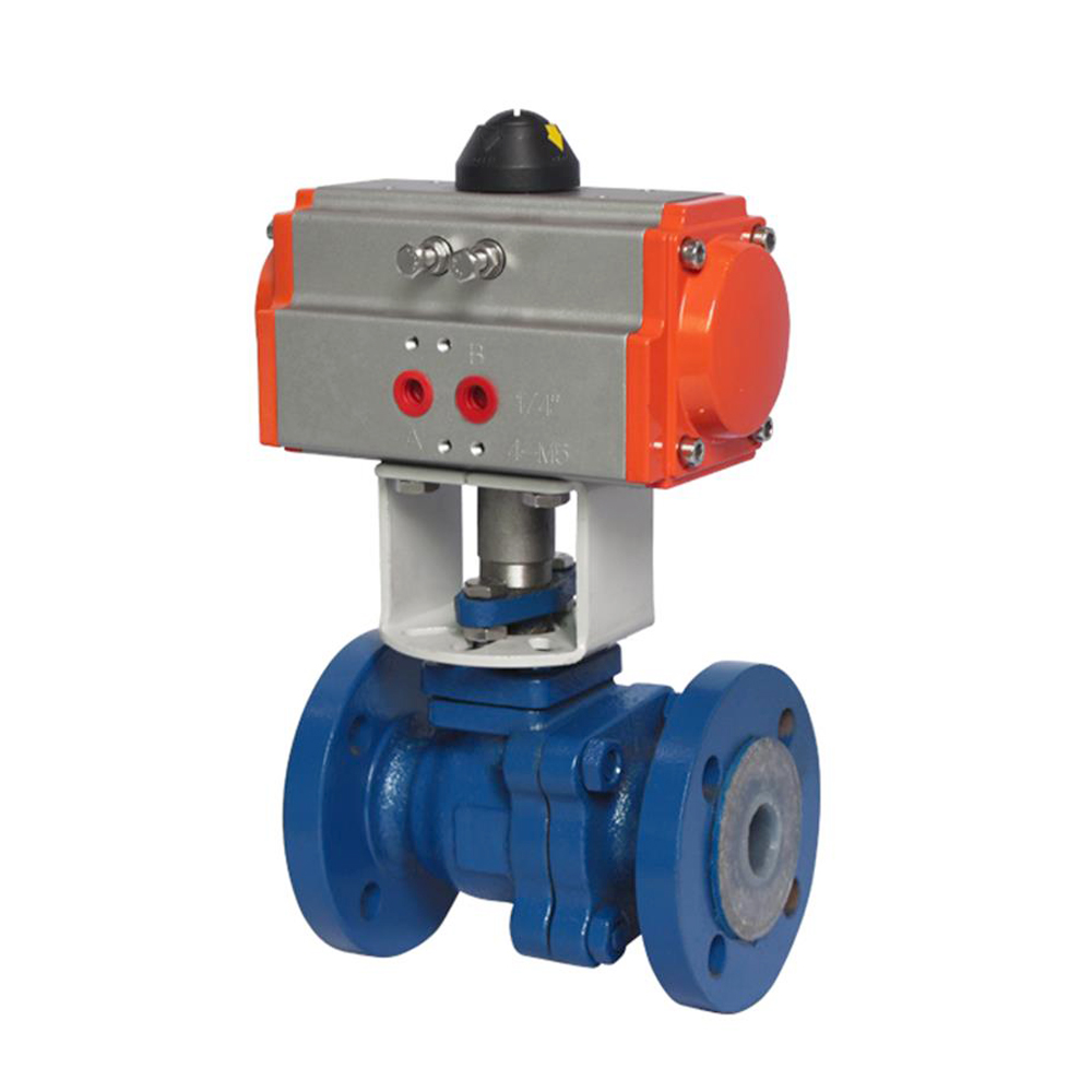 HK55-F-C Cast Iron Pneumatic Actuator Fluorine Ball Valve