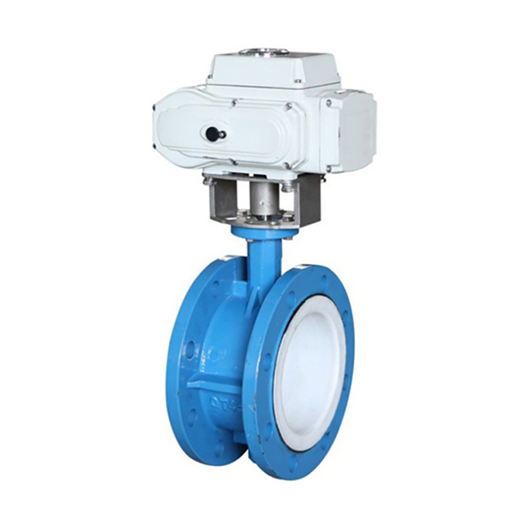 Soft Seal PTFE Fluorine Lined Flange Electric Actuator Butterfly Valve