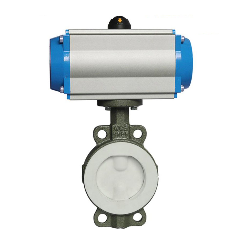 PTFE Sealed Pneumatic Actuator Fluorine Lined Butterfly Valve