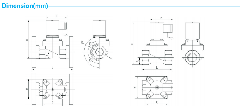 solenoid valve dimension