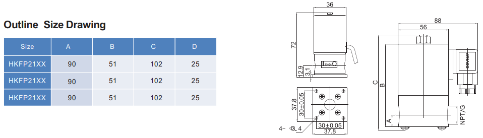 solenoid valve dimension