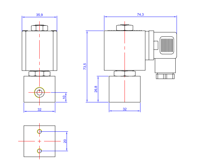 solenoid valve dimension