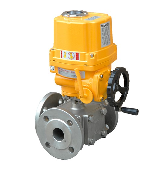 Explosion Proof Electric Actuator 3 Way Flange Ball Valve