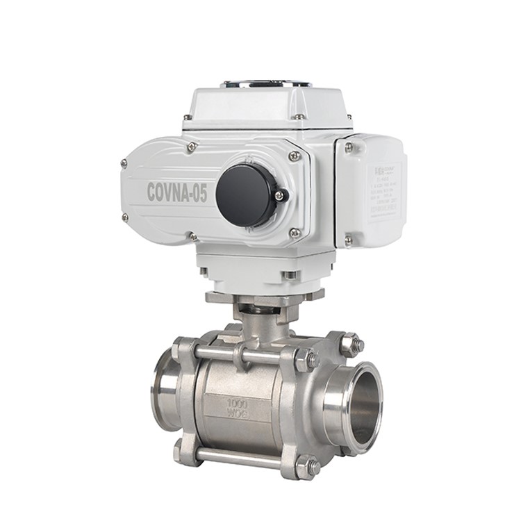 Tri Clamp 2 Way 3PCS SS314 Electric Actuated Ball Valve