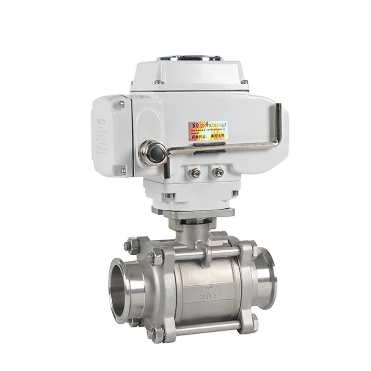 Tri Clamp 2 Way 3PCS SS314 Electric Actuated Ball Valve