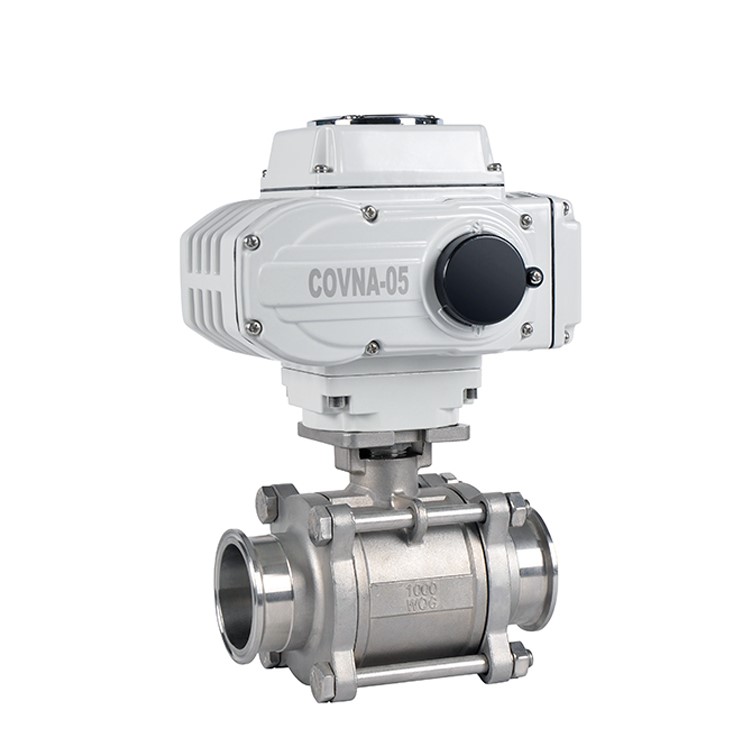 Tri Clamp 2 Way 3PCS SS314 Electric Actuated Ball Valve