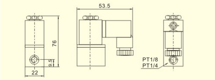 2v025 pneumatic solenoid valve dimension