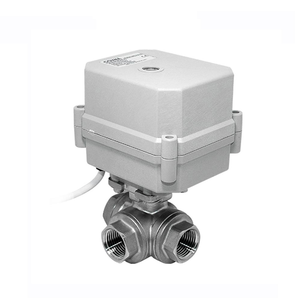 COVNA HK63-S-T 3 Way Stainless Steel Electric Ball Valve