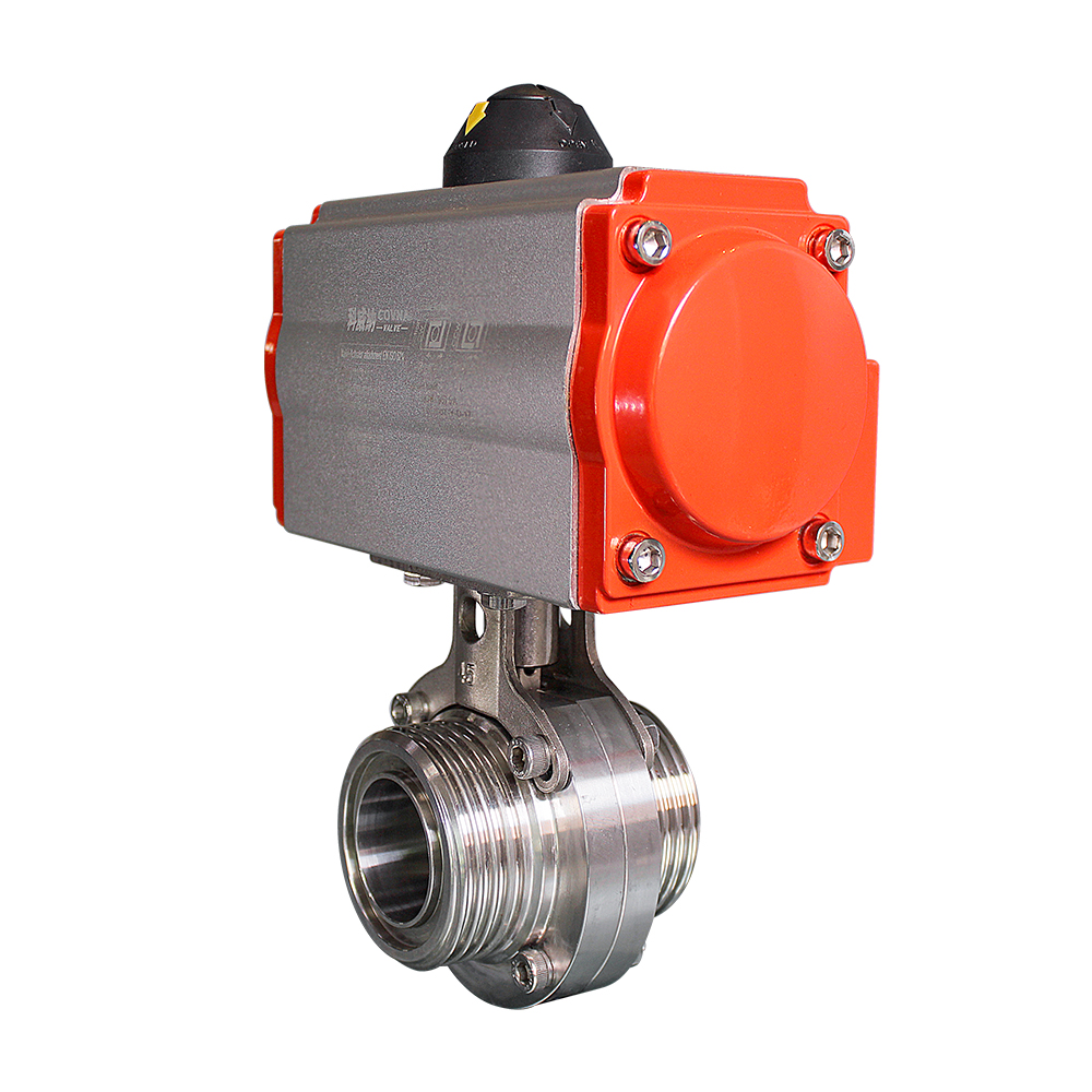 Female Thread Stainless Steel Pneumatic Sanitary Butterfly Valve