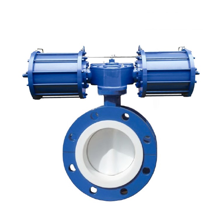 HK59-D-CF PTFE Fluorine Flanged Pneumatic Butterfly Valve