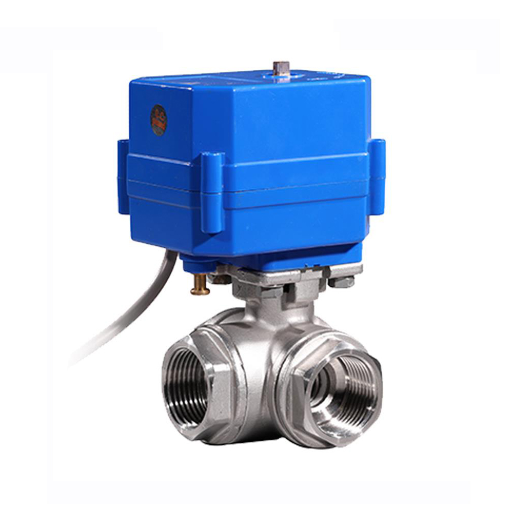 COVNA L Type 3 Way 12v 24v Electric Actuated Ball Valve