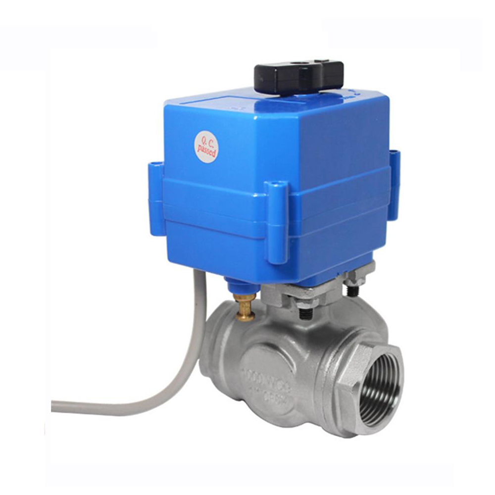 COVNA L Type 3 Way 12v 24v Electric Actuated Ball Valve