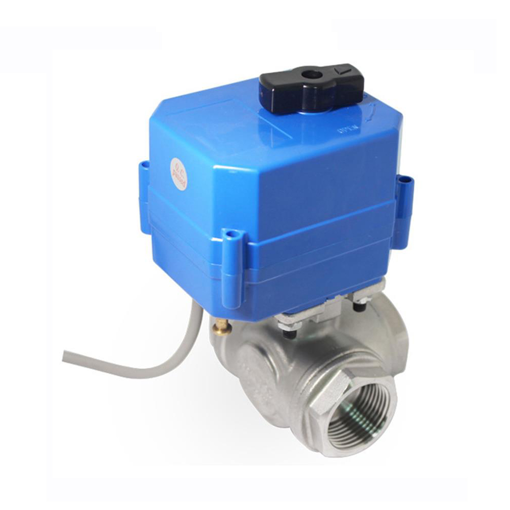 COVNA L Type 3 Way 12v 24v Electric Actuated Ball Valve