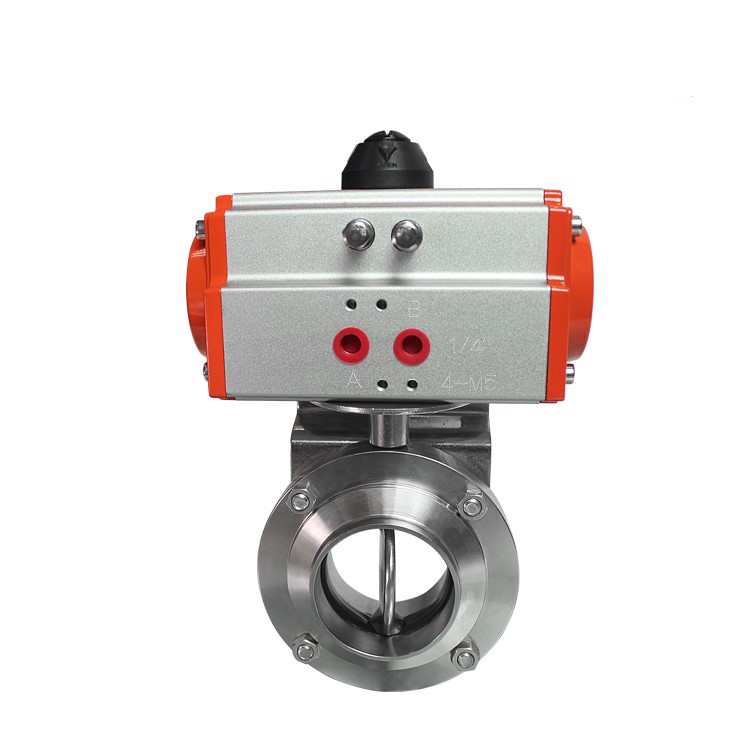 COVNA SS316 Butt Weld Food Grade Pneumatic Actuated Butterfly Valve