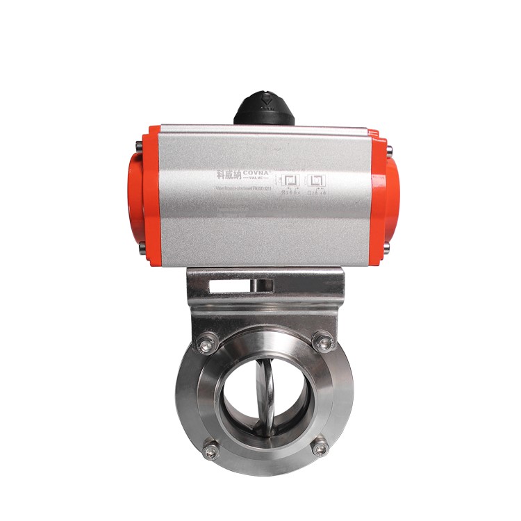 COVNA SS316 Butt Weld Food Grade Pneumatic Actuated Butterfly Valve