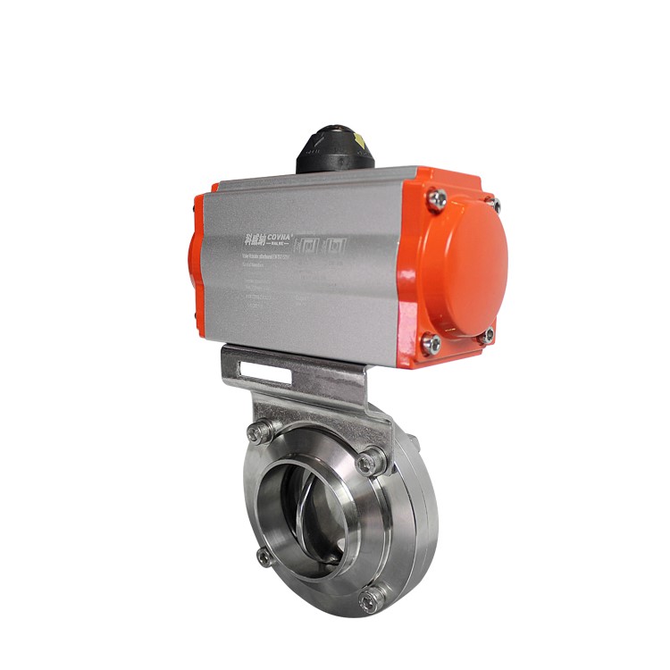 COVNA SS316 Butt Weld Food Grade Pneumatic Actuated Butterfly Valve