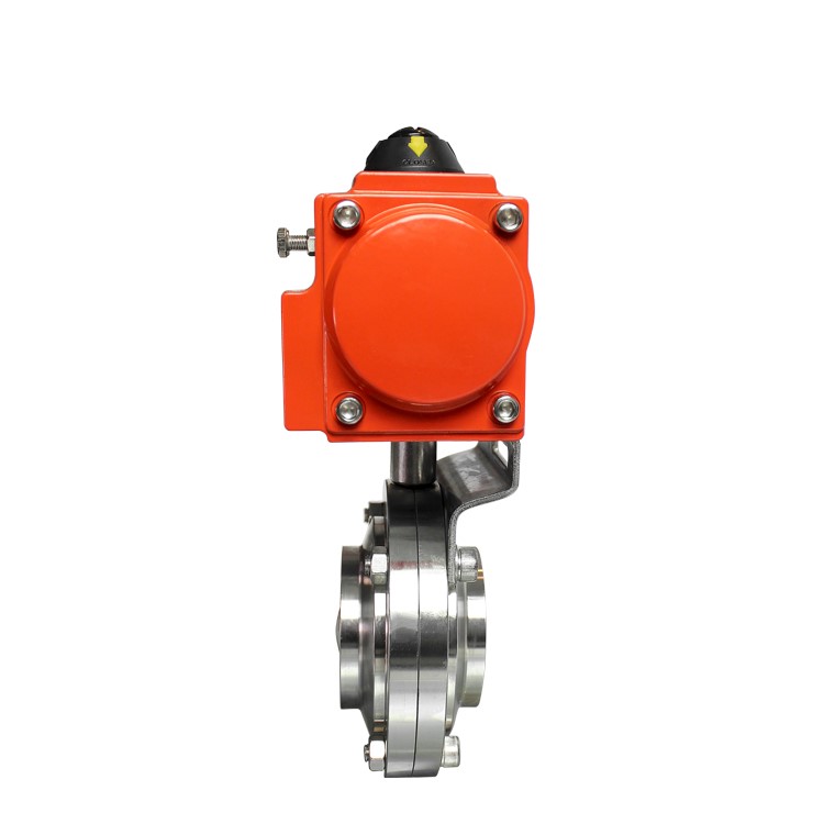 COVNA SS316 Butt Weld Food Grade Pneumatic Actuated Butterfly Valve