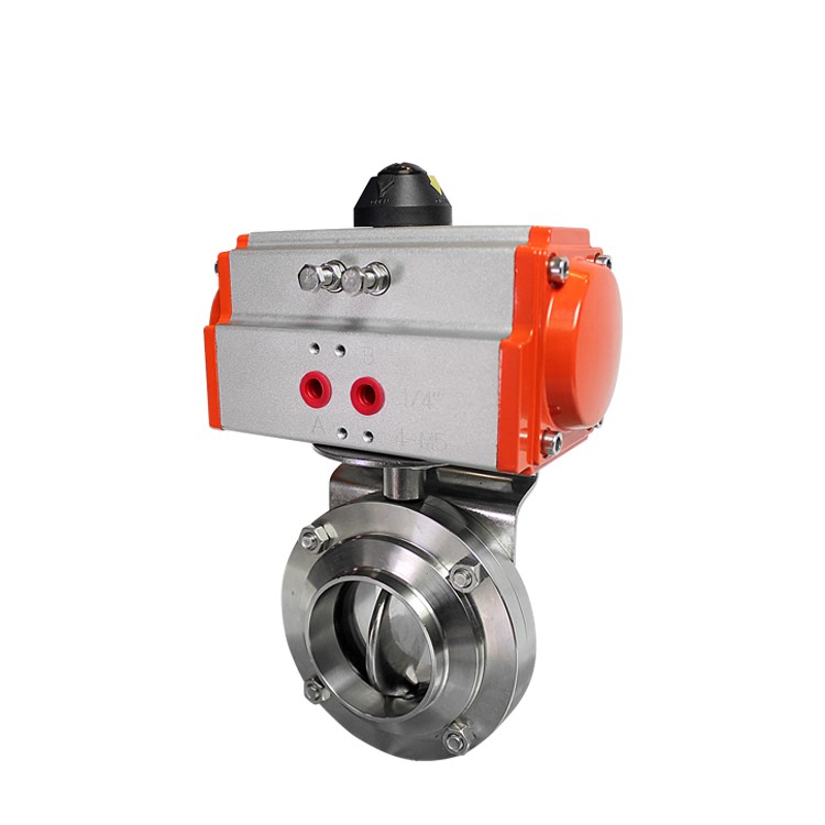 COVNA SS316 Butt Weld Food Grade Pneumatic Actuated Butterfly Valve