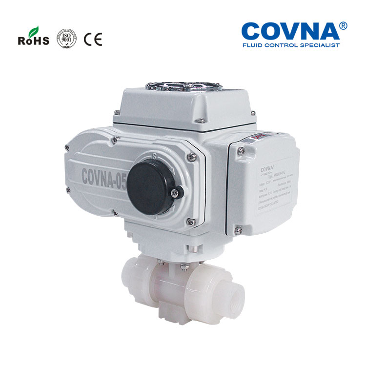 COVNA HK60-Q-P PVDF Double Union Motor Operated Ball Valve