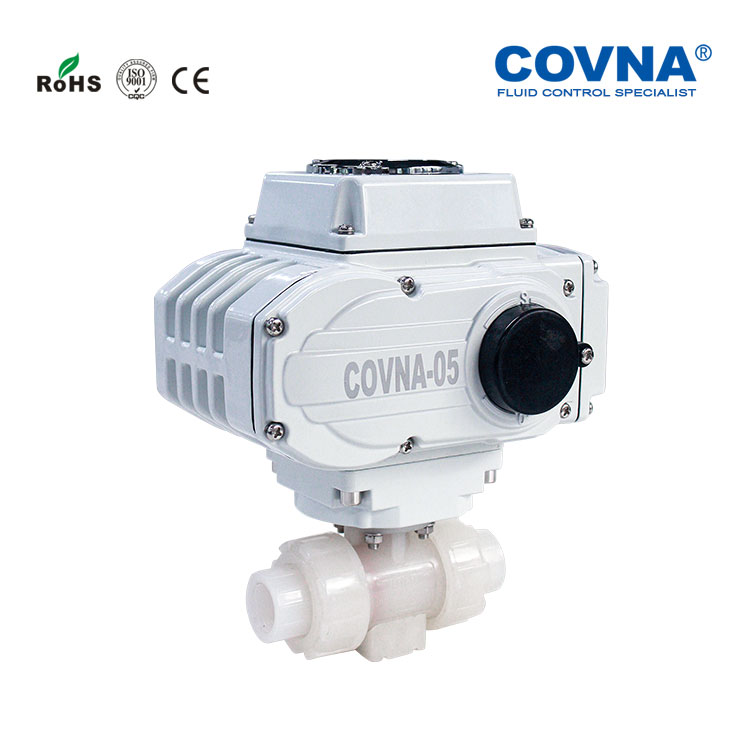 COVNA HK60-Q-P PVDF Double Union Motor Operated Ball Valve