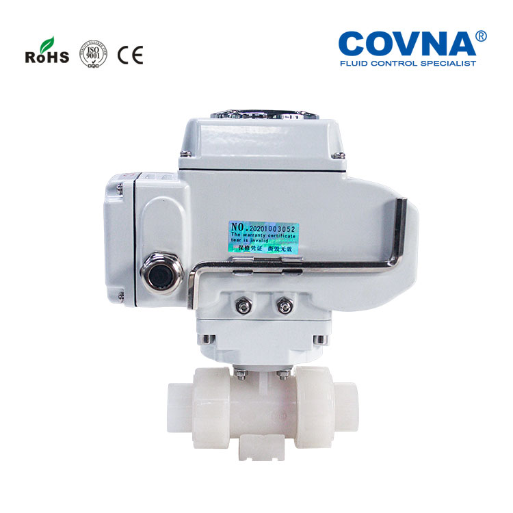 COVNA HK60-Q-P PVDF Double Union Motor Operated Ball Valve